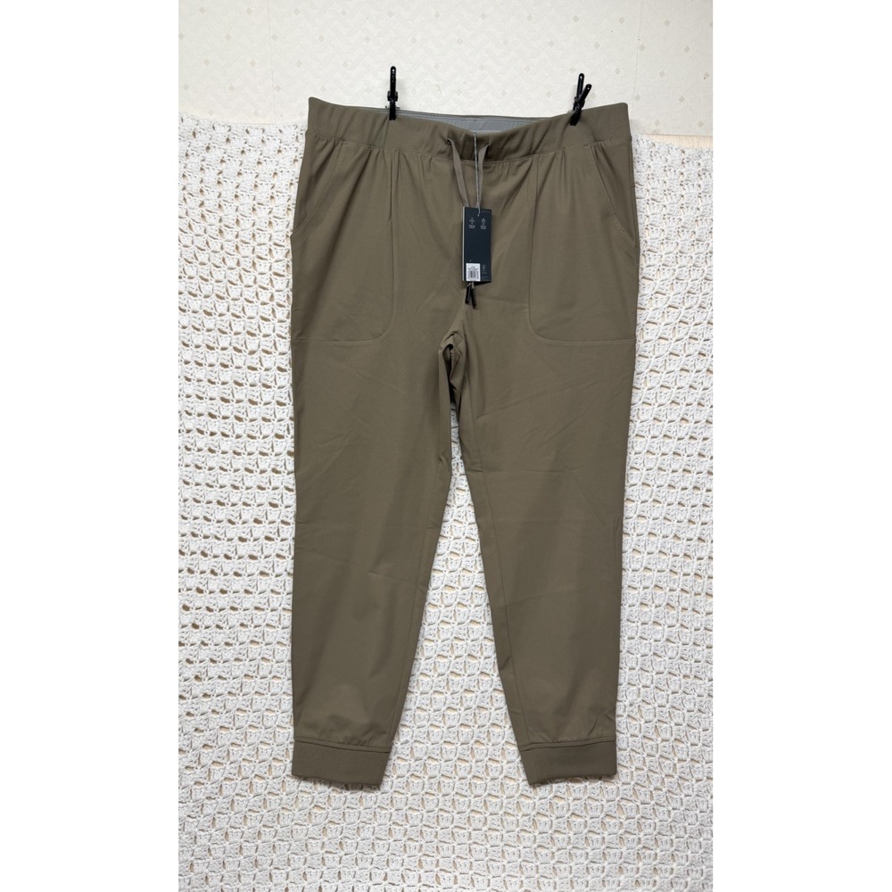 NEW VRST Commuter Slim Fit Jogger Pants Mens XL Denta Brown Stretch Tapered